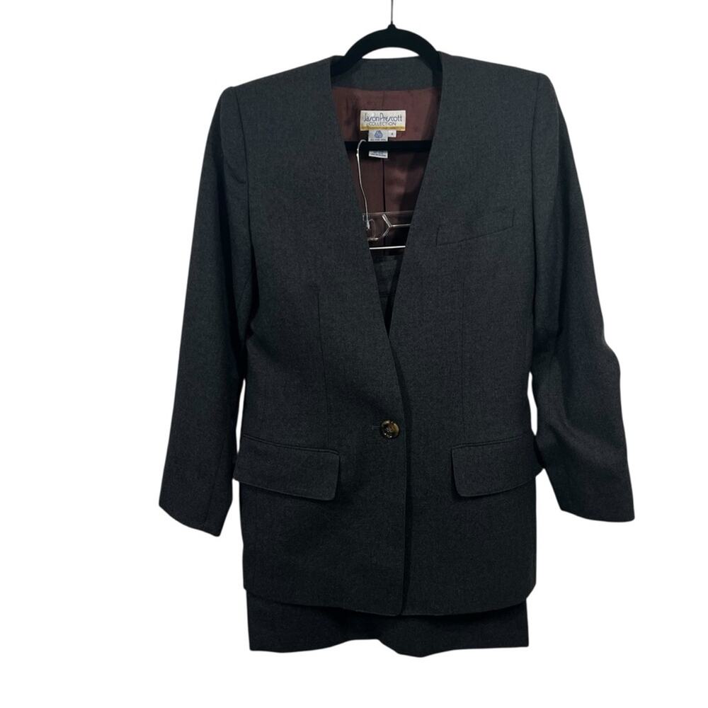 Vintage Jason Prescott  Wool 2 Piece Skirt Suit Blazer Jacket